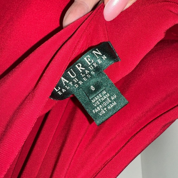 Ralph Lauren One-Shoulder cape for,Al Dress in Vibrant Red - Picture 9 of 10